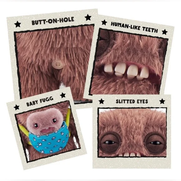 Fuggler Funny Ugly Monster Long Pile Mini Rascals 9” Brown Squidge - NEW - Picture 7 of 12